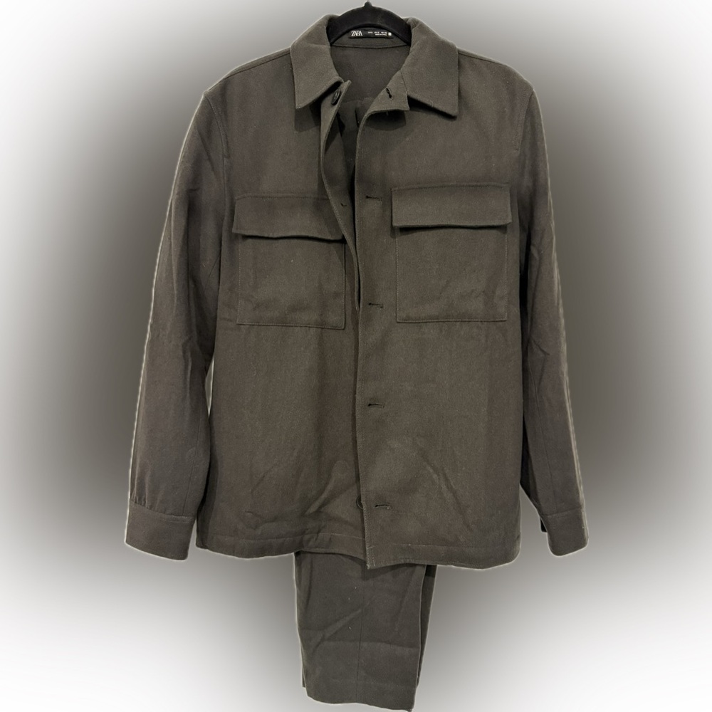 Zara Dark Olive Wool Blend Set